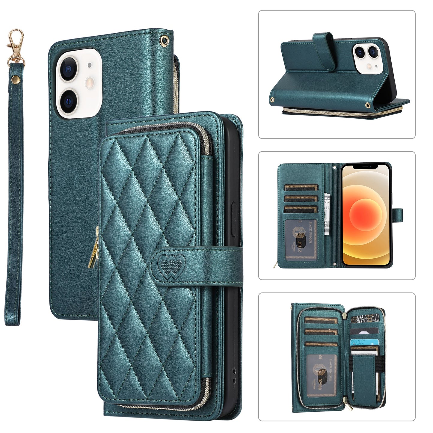 Elegant Quilted Wallet Case with RFID Blocking for iPhone 12