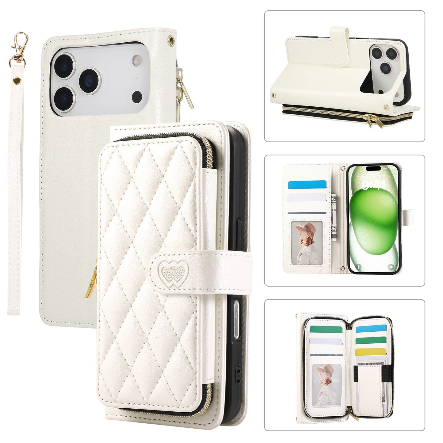 Elegant Quilted Wallet Case with RFID Blocking for iPhone 17 Pro