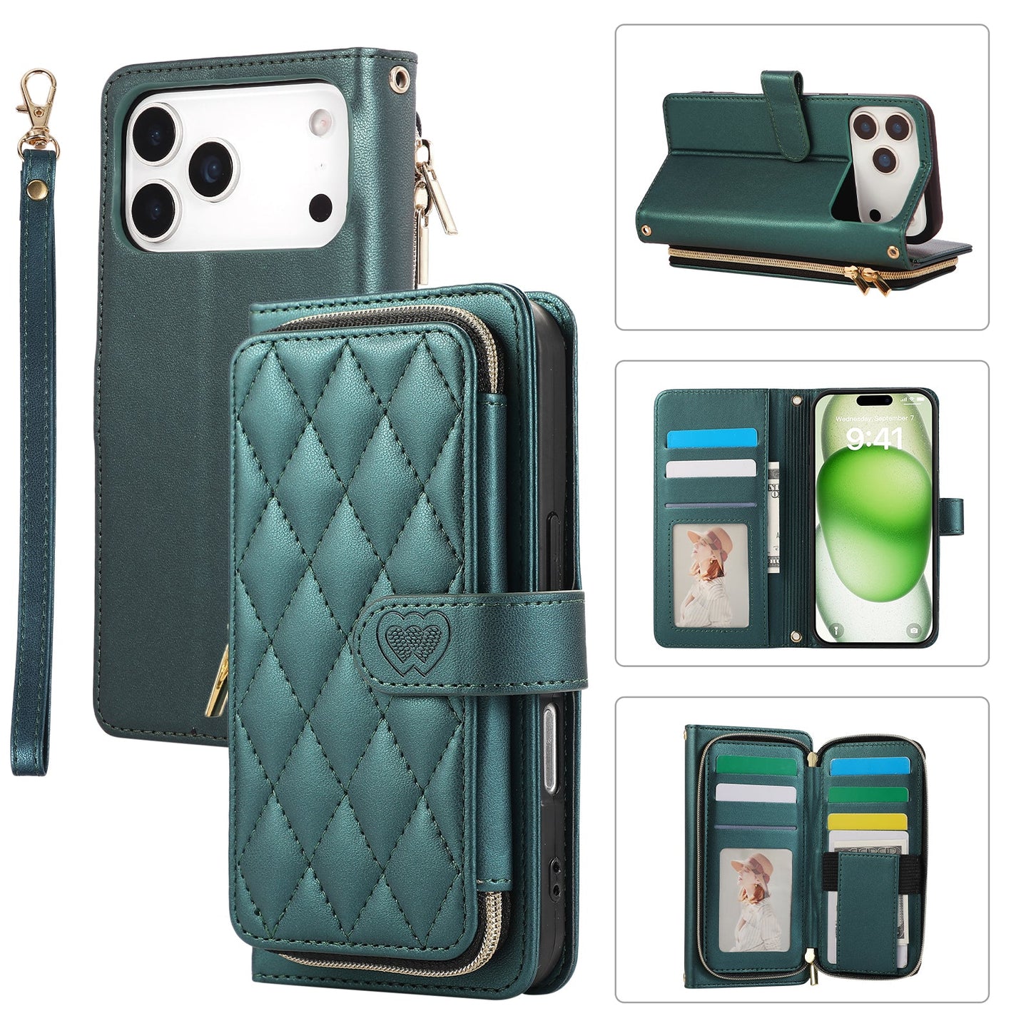 Elegant Quilted Wallet Case with RFID Blocking for iPhone 17 Pro Max