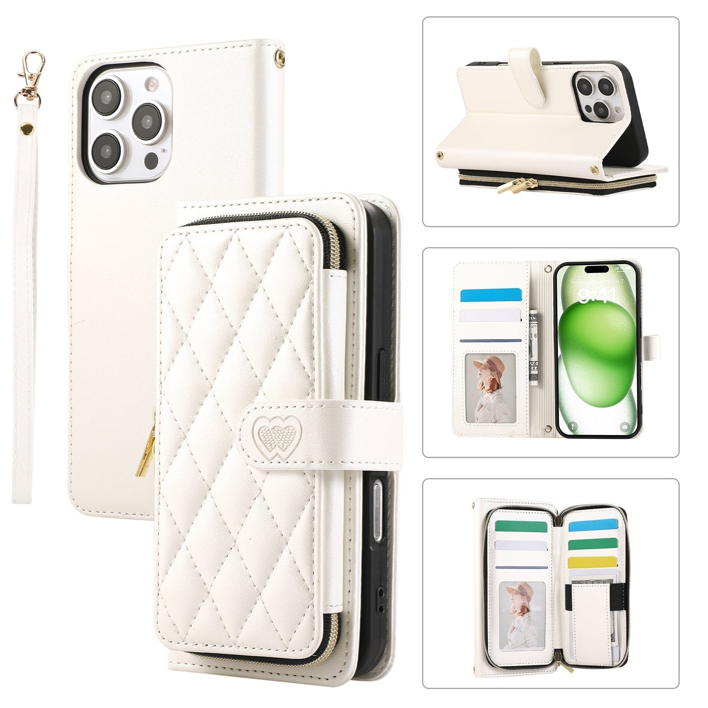 Elegant Quilted Wallet Case with RFID Blocking for iPhone 12 Pro