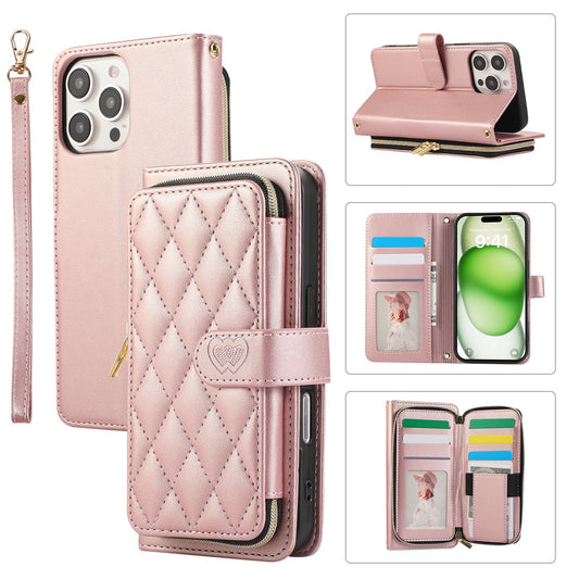Elegant Quilted Wallet Case with RFID Blocking for iPhone 14 Pro Max
