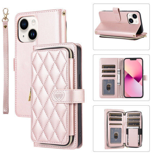 Elegant Quilted Wallet Case with RFID Blocking for iPhone 15 Plus