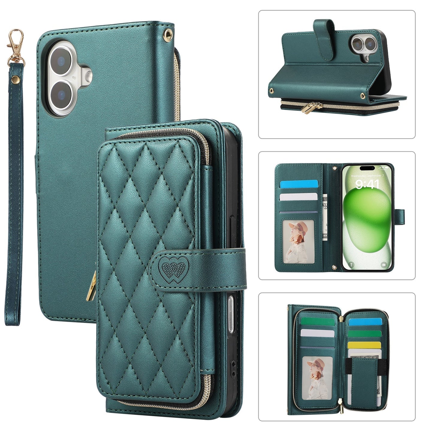 Elegant Quilted Wallet Case with RFID Blocking for iPhone 17