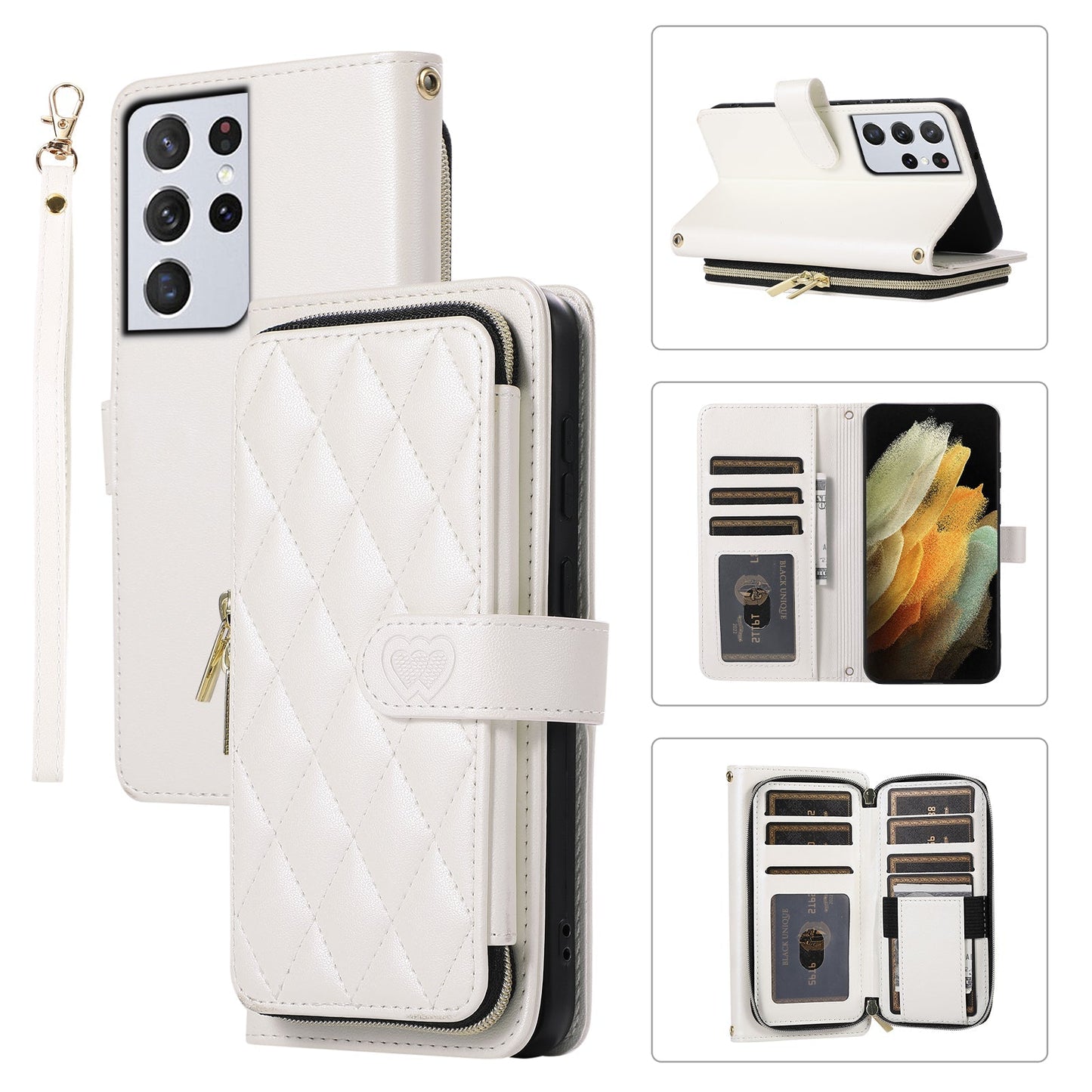 Elegant Quilted Wallet Case with RFID Blocking for Samsung Galaxy S21 Ultra