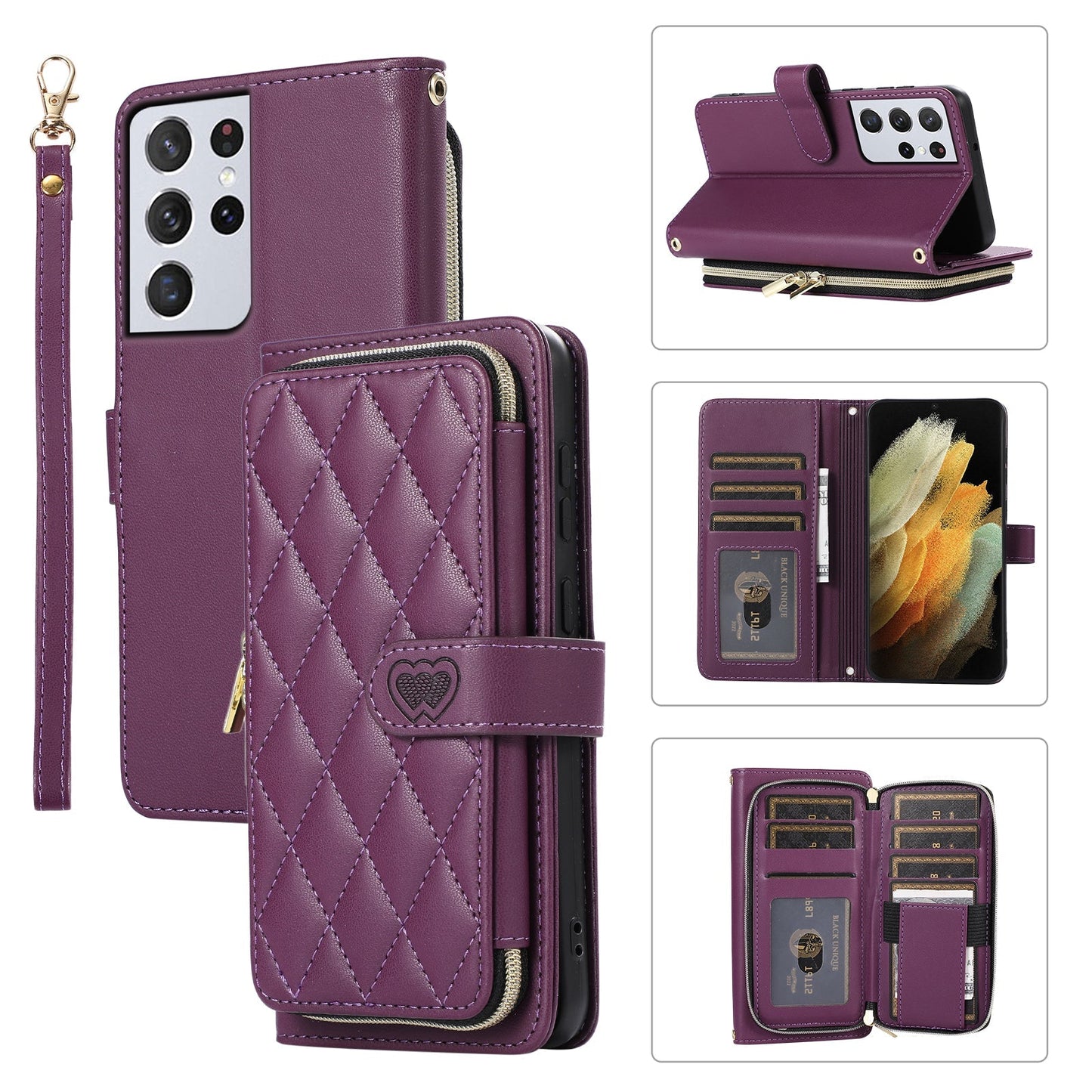 Elegant Quilted Wallet Case with RFID Blocking for Samsung Galaxy S21 Ultra