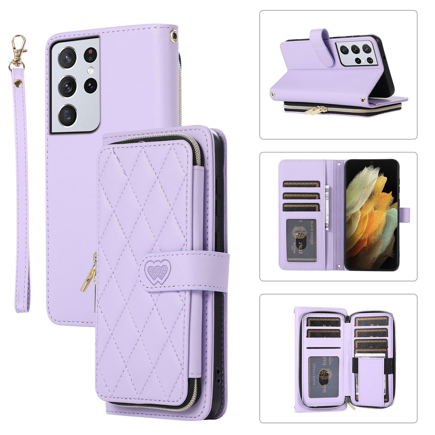 Elegant Quilted Wallet Case with RFID Blocking for Samsung Galaxy S21 Ultra