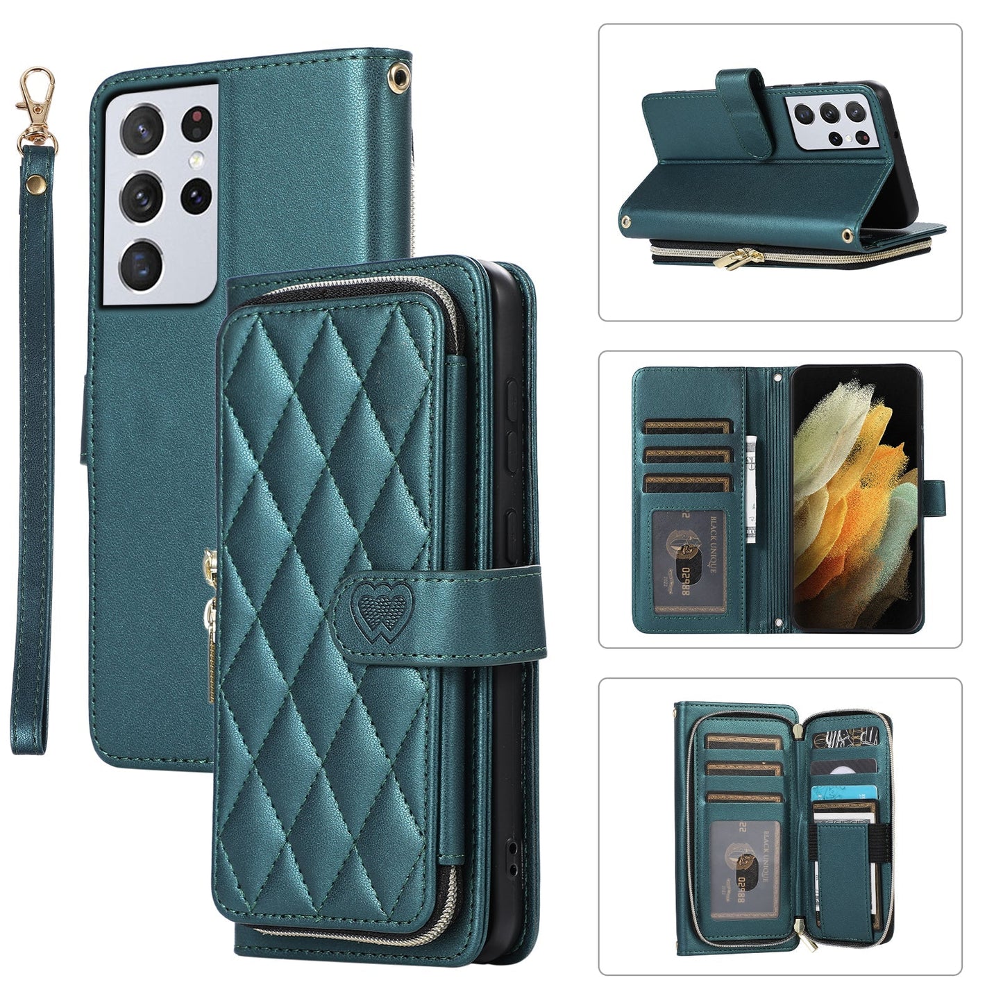 Elegant Quilted Wallet Case with RFID Blocking for Samsung Galaxy S21 Ultra
