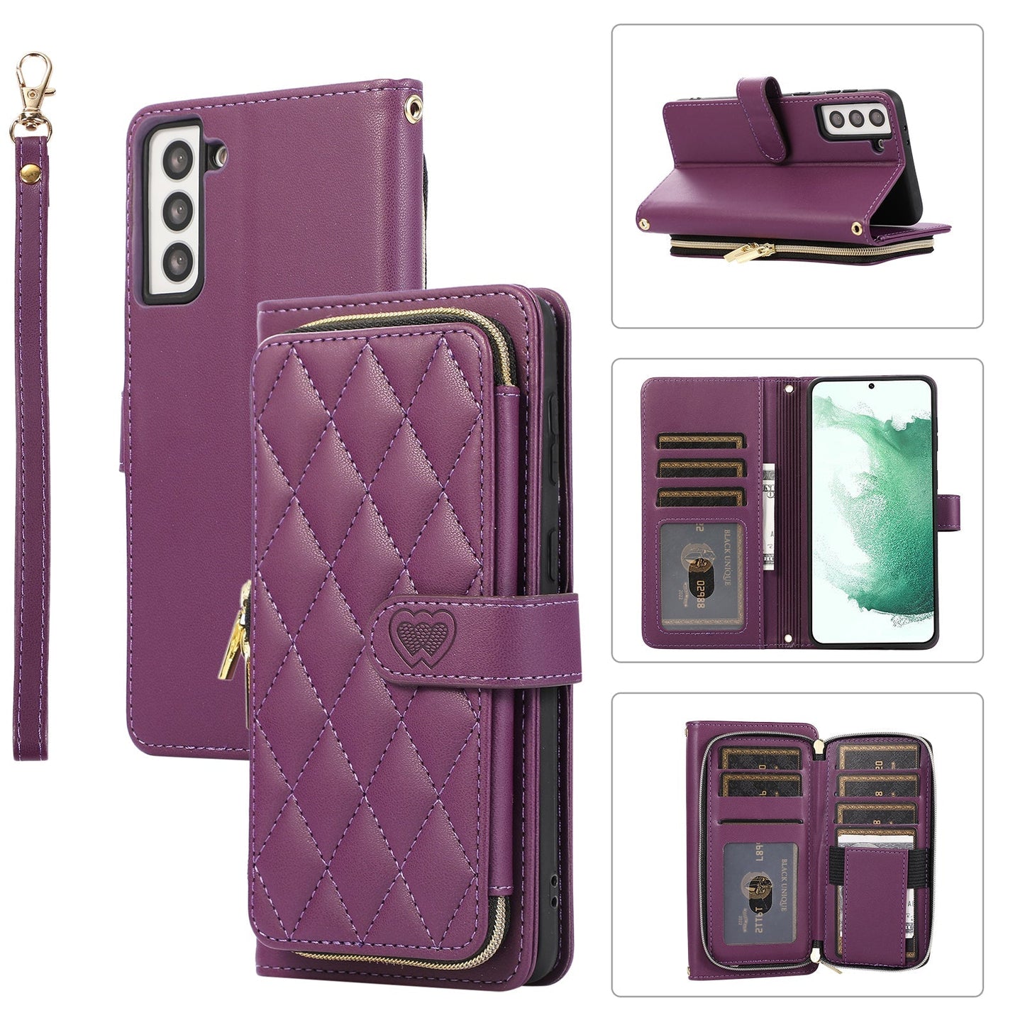 Elegant Quilted Wallet Case with RFID Blocking for Samsung Galaxy S21+