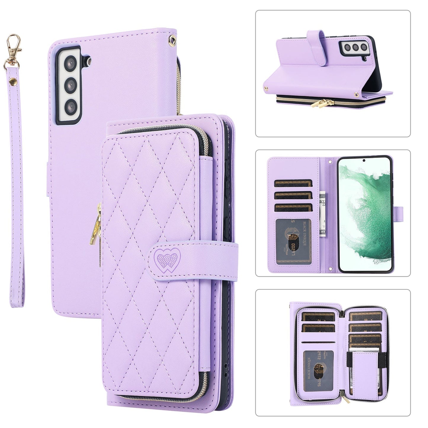 Elegant Quilted Wallet Case with RFID Blocking for Samsung Galaxy S21+