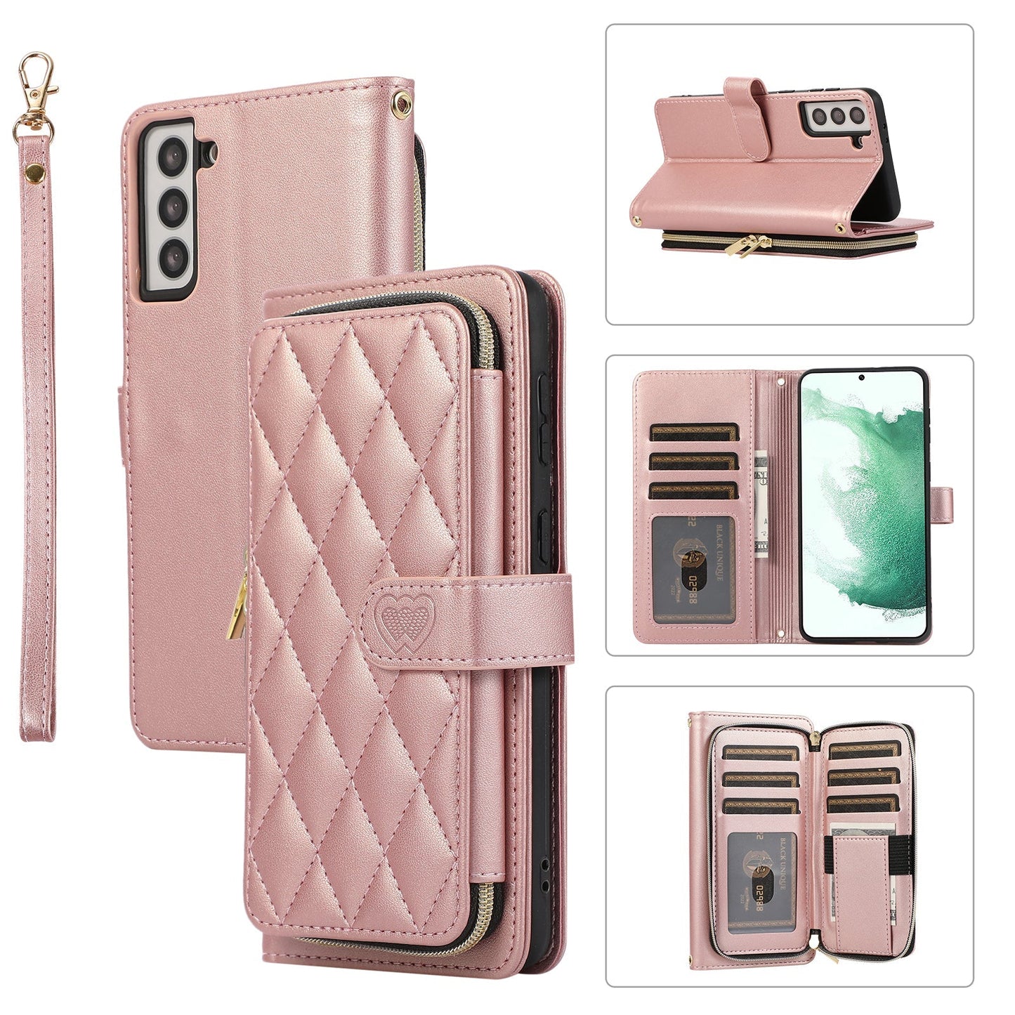 Elegant Quilted Wallet Case with RFID Blocking for Samsung Galaxy S22+
