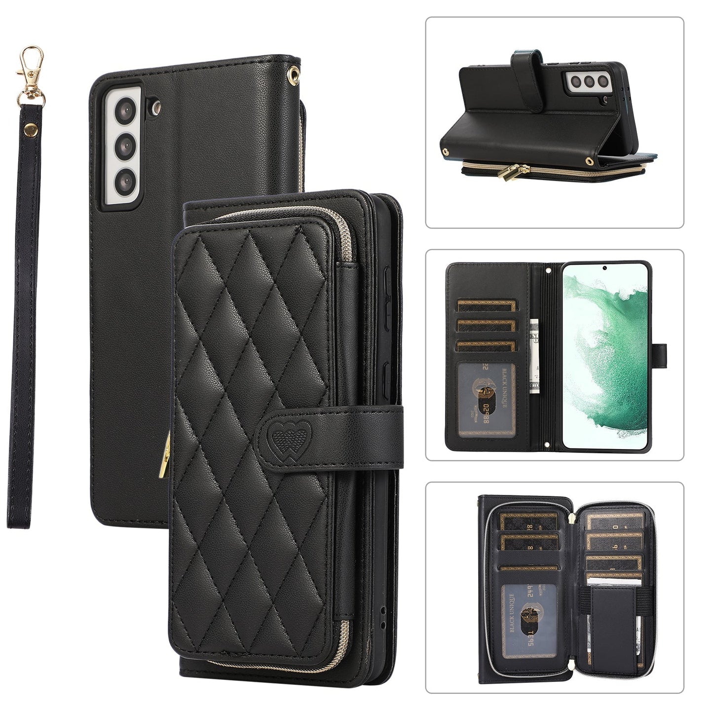 Elegant Quilted Wallet Case with RFID Blocking for Samsung Galaxy S22