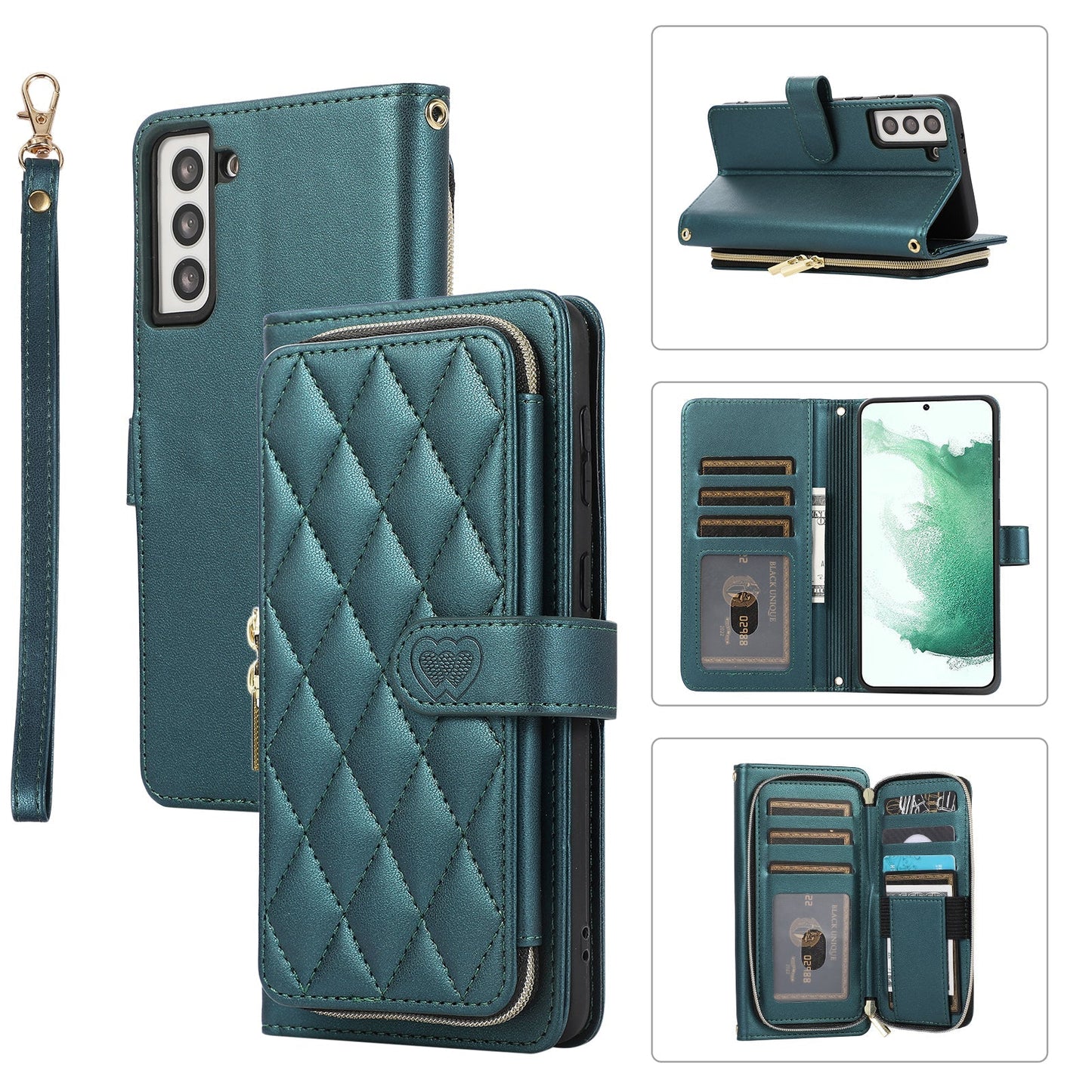 Elegant Quilted Wallet Case with RFID Blocking for Samsung Galaxy S22+