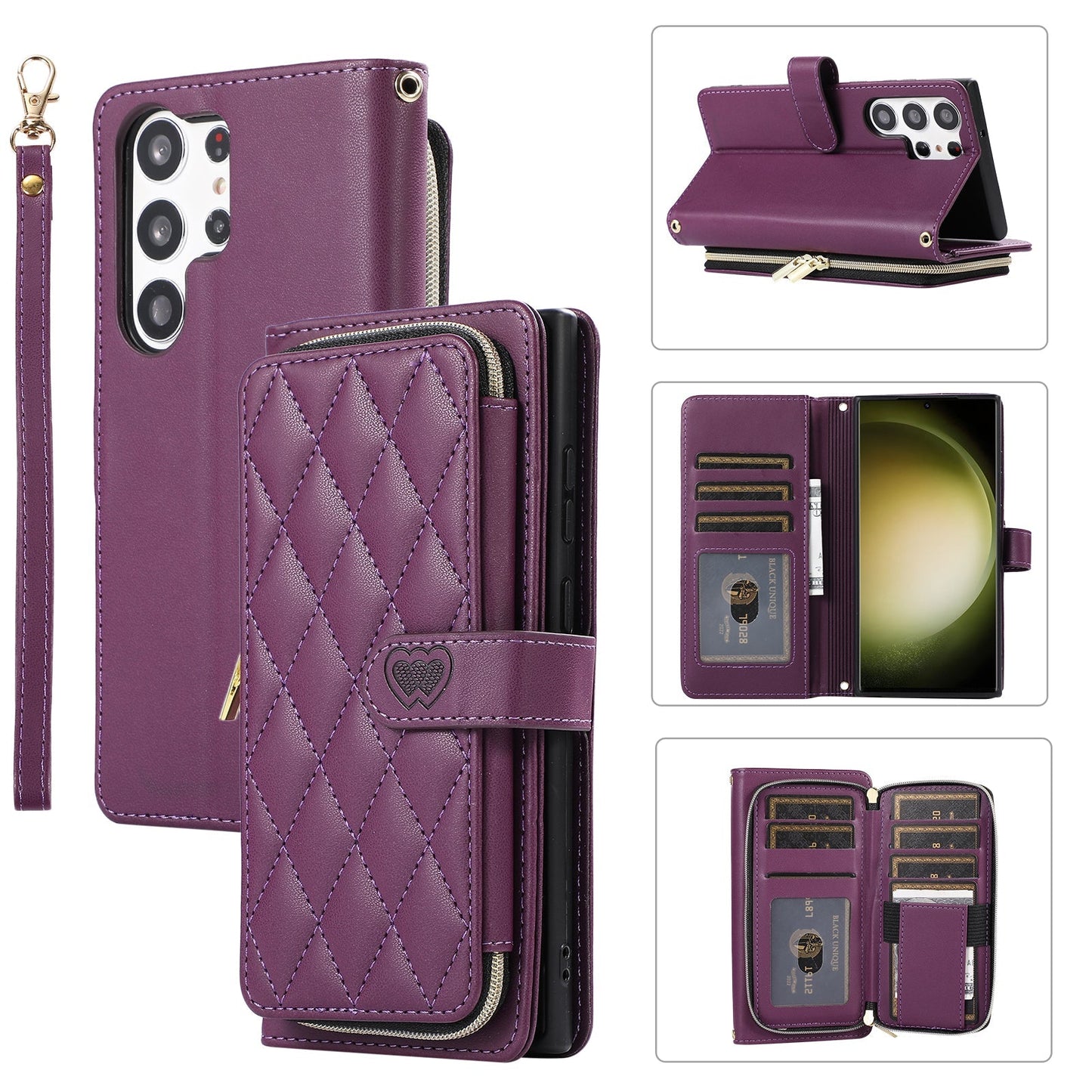 Elegant Quilted Wallet Case with RFID Blocking for Samsung Galaxy S23 Ultra