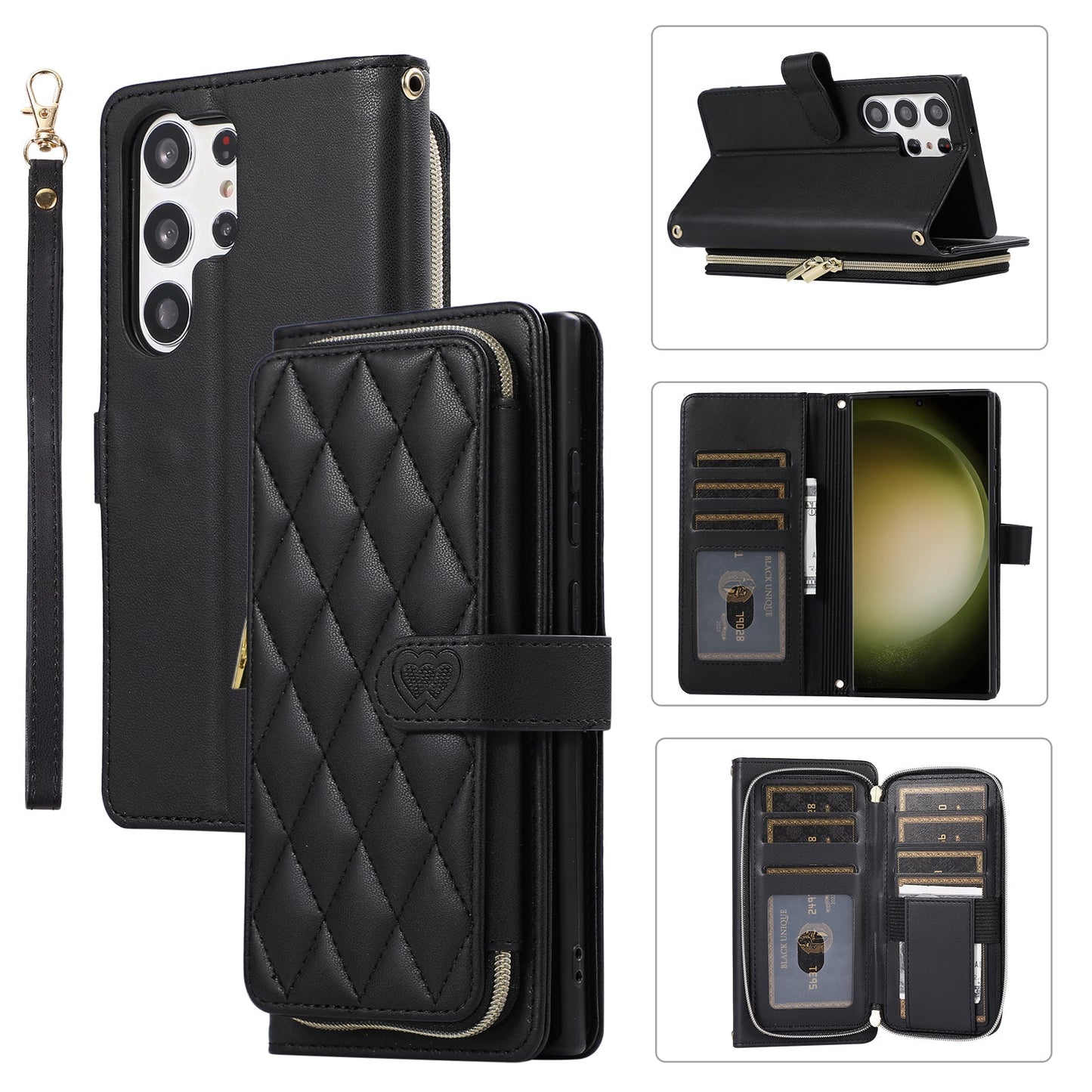 Elegant Quilted Wallet Case with RFID Blocking for Samsung Galaxy S22 Ultra