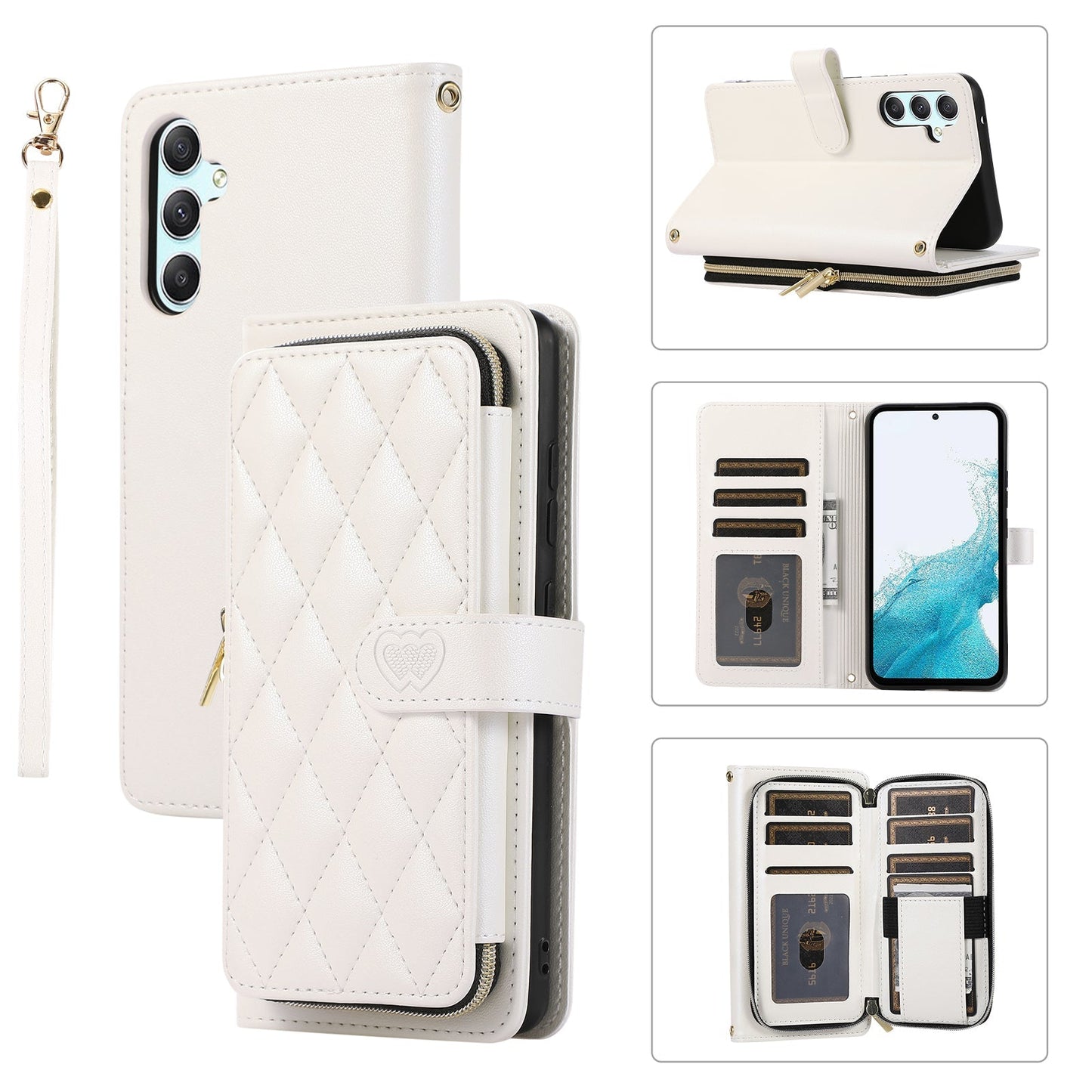 Elegant Quilted Wallet Case with RFID Blocking for Samsung Galaxy A14
