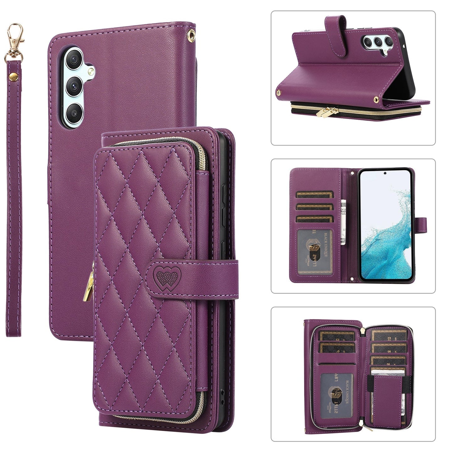 Elegant Quilted Wallet Case with RFID Blocking for Samsung Galaxy A14