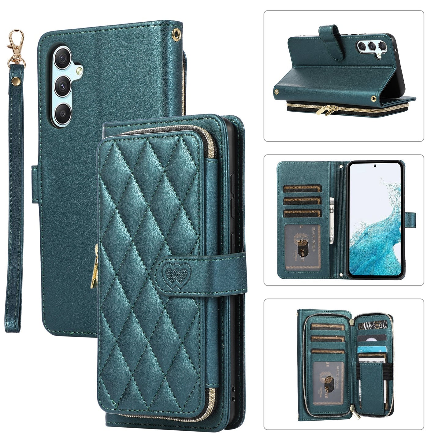 Elegant Quilted Wallet Case with RFID Blocking for Samsung Galaxy A14